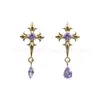 Aretes Colección Oro Morado Claro Aleación de Titanio Astmf-136 Titanio G23 Rosca Interna Zirconia Labret Accesorios para Piercing