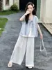 Conjunto de Verão Duas Peças para Meninas: Top e Calça Wide Leg 2026 Nova Moda Conjunto Casual Elegante para Meninas Mais Velhas