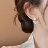 Pendientes Exquisitos de Cristal Perla Hoja Colgantes Traseros para Mujer Pendientes de Diseño Nicho Aguja de Plata Pendientes de Doble Uso Mayoreo