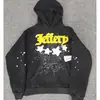 Sudadera con capucha de forro polar grueso de peso pesado 450 g, original de ultramar, para hombre, con estampado de espuma de Araña Sp5Der
