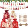 2025 Novo Calendário do Advento de Natal Saco de Presente Contagem Regressiva 24 Sacos Penduráveis Cordão Doce Pacote Bolso Conjunto