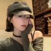 Hebilla de Cinturón Retro Japonesa Boina de Gamuza para Mujer, Uso Diario Artístico, Circunferencia de Cabeza Grande, Sombrero de Pintor de Nubes de Alta Gama, Moderno