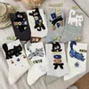 Meias de Cano Médio Femininas de Desenho Animado Gato Outono e Inverno, Novo Estilo Coreano Gatinho Letra Japonês Fofo Girly Meias de Cano Médio