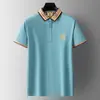 Bordado de verão novo camisa polo masculina de manga curta com lapela bordada uma geração de fresco respirável