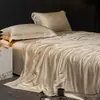 Juego de Cuatro Piezas de Colcha de Verano Ultra Fina de Denier Tencel Lenzing Clase A, Color Sólido Bordado Doble Fresco Aire Acondicionado Colcha Delgada, Sábana, Funda de Almohada