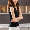 Camisola de Seda Helada para Mujer Verano Nuevo Cuello en V Ajustado Espalda Hermosa Moderna Sin Mangas Camiseta Base