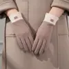 Guantes de Algodón y Cuero Grandes de Invierno para Hombres y Mujeres con Felpa Adicional Espesos Antideslizantes Cálidos para Exterior Montar Guantes Antideslizantes con Pantalla Táctil Venta al por Mayor
