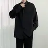 Camisa Larga de Manga Larga de Moda para Hombre, Estilo Coreano, Corte Holgado, Moderna, Caída, Sin Planchar, Color Sólido, Versátil