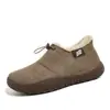 Botas de neve femininas forradas com fleece para o inverno, de salto extra alto, espessadas com forro de pelúcia para aquecimento, botas curtas com solas macias e antiderrapantes, e sapatos de algodão para mães - fabricante