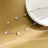 Tornozeleira em Prata de Lei S925 para Mulheres, Design de Nicho, Gipsofila Brilhante e Zircônia Entrelaçadas, Estilo de Luxo Acessível Inteligente e Exquisito entre os Pés