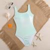 Bikini 2025 Estampado de Escamas de Sirena Pieza Triangular Bikini Sexy sin Espalda Traje de Baño de Comercio Exterior Japonés y Coreano