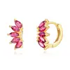 Pendientes de estilo ins transfronterizo europeo y americano, pendientes de circonita colorida combinables, pendientes simétricos de piedra ojo de caballo, joyería de diseño de lujo ligero para mujer