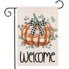 Temu Más Vendido Bandera de Jardín Otoño Acción de Gracias Rayas Hoja de Arce Calabaza Decoración de Patio Lino Doble Cara Jardín