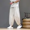 Pantalones cortos finos de seda helada para hombre, estilo chino nuevo, holgados y relajados, pantalones deportivos de verano