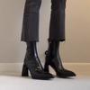 Sapatos de Salto Alto Bico Fino para Mulheres, Novo Estilo Outono e Inverno 2026, Botas Curtas Stiletto com Zíper Lateral Preto, Botas Elásticas Slim Estilo Francês Retro