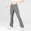 Pantalones de yoga con microbolsillos y cintura alta que adelgazan la cadera, pantalones deportivos de fitness elásticos con pernera ancha y cuerno.