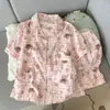 Fábrica Directa Conjunto de Pijama de Algodón Nube de Verano para Mujer 2026 Nuevo Estilo Manga Corta Pantalones Cortos para Niña Estudiante Dibujos Animados Ropa de Casa