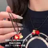 Pingente de Maçã Vermelha Fofo Coração com Esmalte Pingente de Maçã Vermelha Corrente de Pescoço Corrente para Clavícula Corrente para Suéter Tendência