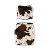 32712 Amazon Veludo Dupla Face Europeu e Americano Novo Estilo Cor Contrastante Wrap no Peito Vazado Sexy Curta Saia Terno Feminino Peludo Estampa de Leopardo
