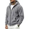 2026 Nueva Sudadera con Capucha Casual de Forro Polar Grueso de Doble Cara Estilo Americano Transfronterizo Otoño/Invierno para Hombre, Holgada, con Cremallera