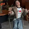 Pantalones Vaqueros Sueltos Estilo Coreano Fuguo Girls 2026 Invierno Nuevo con Forro Polar y Engrosados Pantalones Casuales para Niños Pantalones Versátiles de Pierna de Tijera