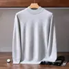 Nuevo suéter de cachemira para otoño e invierno para hombre, jersey, color liso, cuello semi-alto, suéter de lana, estilo de negocios, talla grande, suéter de capa base