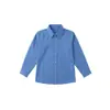 Camisa infantil marrón, camisa de manga larga multicolor para primavera y otoño, top versátil de color liso para niños, uniforme escolar