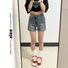 Shorts de Mezclilla Retro para Mujer Verano Nuevo Elástico Americano Sexy Pequeño Figura Pera Línea A Shorts Cortos Calientes