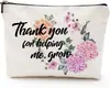 Serie de Bolsas Cosméticas Estampadas de Agradecimiento, Bolsas de Tocador Portátiles de Lino Denso Impermeables para Viaje, Regalos para Amigos, Familiares y Maestros