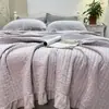 Lençol de cama de alta densidade, tingido em faixa reta, lavagem à areia, 60% algodão, fio de Bali, colcha de verão, colcha de ar condicionado, conjunto de três ou quatro peças