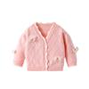 Suéter Cardigan de Algodão Puro com Laço para Meninas Outono e Inverno Tricotado Bebê Classe a Cor Pura Casaco Manga Longa Infantil