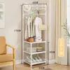 Cabideiro Multifuncional de Canto, Cabide de Roupa Montado na Parede, Sapateira e Chapéu de Chão, Armazenamento para Quarto, Rack Multifuncional de Armazenamento e Secagem