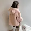 Suéter grueso con forro de polar para niñas, nuevo estilo otoño/invierno, abrigo grueso con forro de piel sintética para bebé niña, ropa exterior para niños