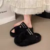Novos Mocassins de Pelúcia Tendência Inverno 2026 para Mulheres, Forrados com Fleece, Espessos, Sapatos de Algodão Quentes, Sapatos Femininos de Pérolas Estilo Chanel