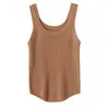 Nova Camisola de Tricô de Caxemira Outono/Inverno 2026 para Mulheres, Regata sem Mangas com Decote U, Camisa Base Confortável e Amiga da Pele para Mulheres