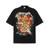 Camiseta Unisex Trendy de Manga Corta Pesada Cuello Redondo Estilo Retro Americano Daga Rosa Metallica Transfronteriza 2018