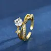 Anillo de moissanita de imitación en vivo de red roja parlanchina transfronteriza para mujer 1 quilate seis garras anillo de boda fábrica venta al por mayor joyería de comercio exterior