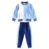Uniformes de jardín de infantes, uniformes escolares de algodón para otoño, uniformes de clase para escuela primaria de primavera, otoño e invierno, ropa deportiva de béisbol, conjunto de cuatro piezas de verano