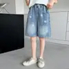 Shorts de Mezclilla para Niñas de Verano Medianos y Grandes Ropa Nueva para Niños Niñas Pentagrama Casual Pantalones Capri Versátiles Modernos