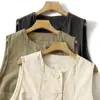 Toma real de un top de mujer de diseño retro estilo Hong Kong, cuello redondo, corte holgado, chaqueta chaleco estilo 2026 nuevo