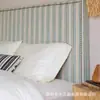 Cama de Tela Rayada Estilo Campo Francés 1.5m Cama Individual Vacaciones Estilo Minimalista Dormitorio Principal 1.8m Cama Doble de Borde Plano