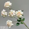 Flor Artificial com Pétalas Rebatíveis, Rosa Camélia de 5 Cabeças para Arranjos Florais de Casamento, Arte Floral Exquisite, Rosa com Múltiplas Cabeças