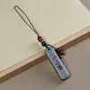 Madera de incienso pintada colgante Firma Ping An accesorios para colgantes cuerda tejida a mano DIY sándalo llavero joyería