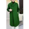 88322 Big Beauty Yiyuan 2023 Primavera Nueva Moda Abrigo de Lana Verde para Mujer Largo Medio Holgado Adelgazante