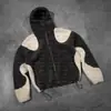En Stock Moda Transfronteriza Otoño e Invierno Patchwork Trendy Chaqueta de Felpa Cálida Unisex con Capucha y Cierre Mayorista