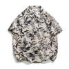 Vestido Vintage 2023 Verão vintage impressão de tinta camisa de manga curta jovem masculino camisa floral preguiçosa solta