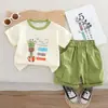 Ropa para Niños Nuevos Trajes Estampados de Manga Corta para Hombre y Mujer Ropa para Bebé Algodón de Dibujos Animados Infantil y Niños Ropa de Verano al por Mayor