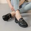 Mocasines de Tacón Bajo para Mujer 2025 Nuevos Zapatos de Trabajo de Tacón Plano Suela Suave Zapatos de Piel de Vaca Genuina Planos Versátiles para Primavera y Otoño Tacones Gruesos