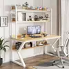Mesa de Computador de Mesa para Uso Doméstico com Estante Integrada, Adequada para Apartamentos Pequenos, Mesa de Escrita e Estudo para Estudantes com Painel Perfurado
