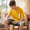 Pijama para Hombre, Algodón de Verano Manga Corta Shorts, Ropa de Casa Juvenil, Set Nuevo de Dibujos Animados de Verano para Hombre 2026